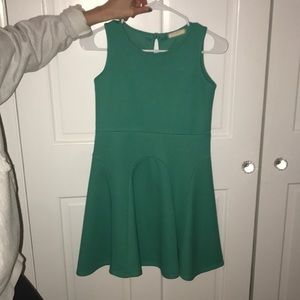 green skater dress